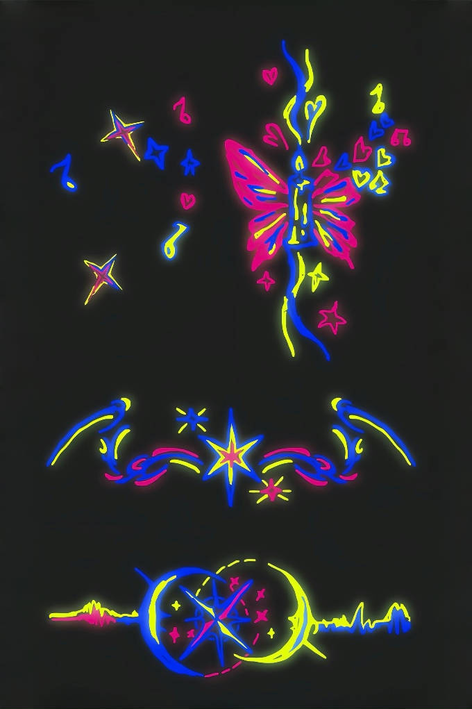 Neon Star Charm Temporary Tattoo - INKARTISAN-2