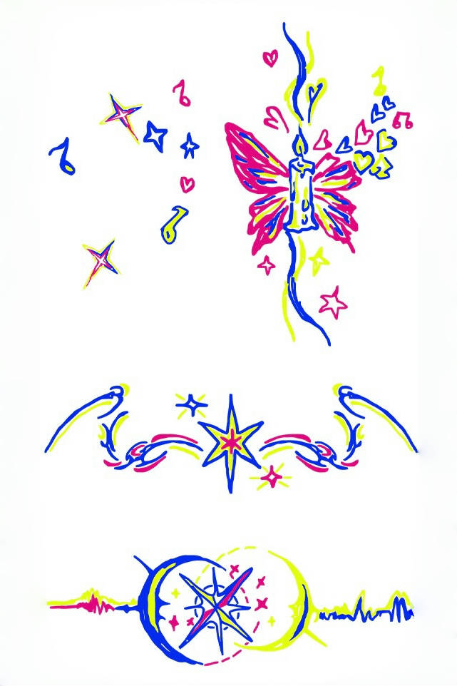 Neon Star Charm Temporary Tattoo - INKARTISAN
