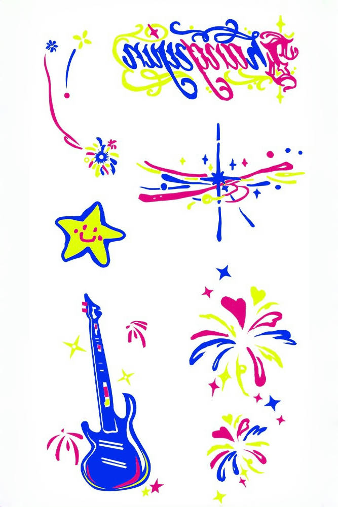 Blue Guitar Rhapsody Temporary Tattoo - INKARTISAN