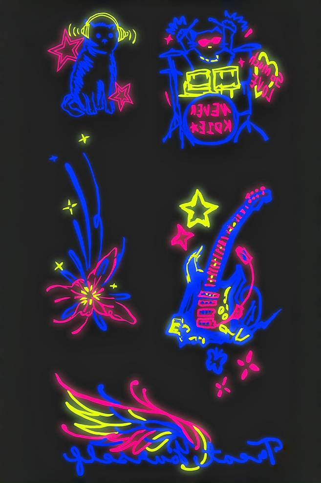 Musical Feline Temporary Tattoo - INKARTISAN-2